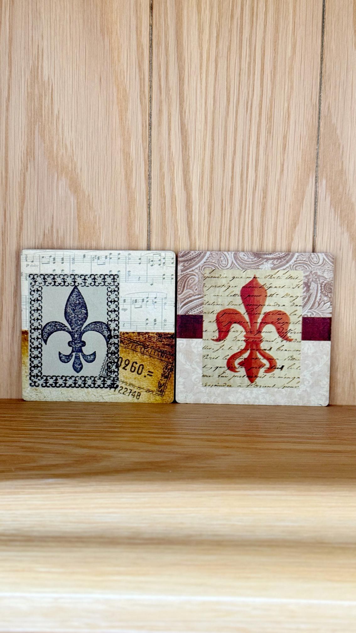Fleur-de-Lis Decorative Coaster Set