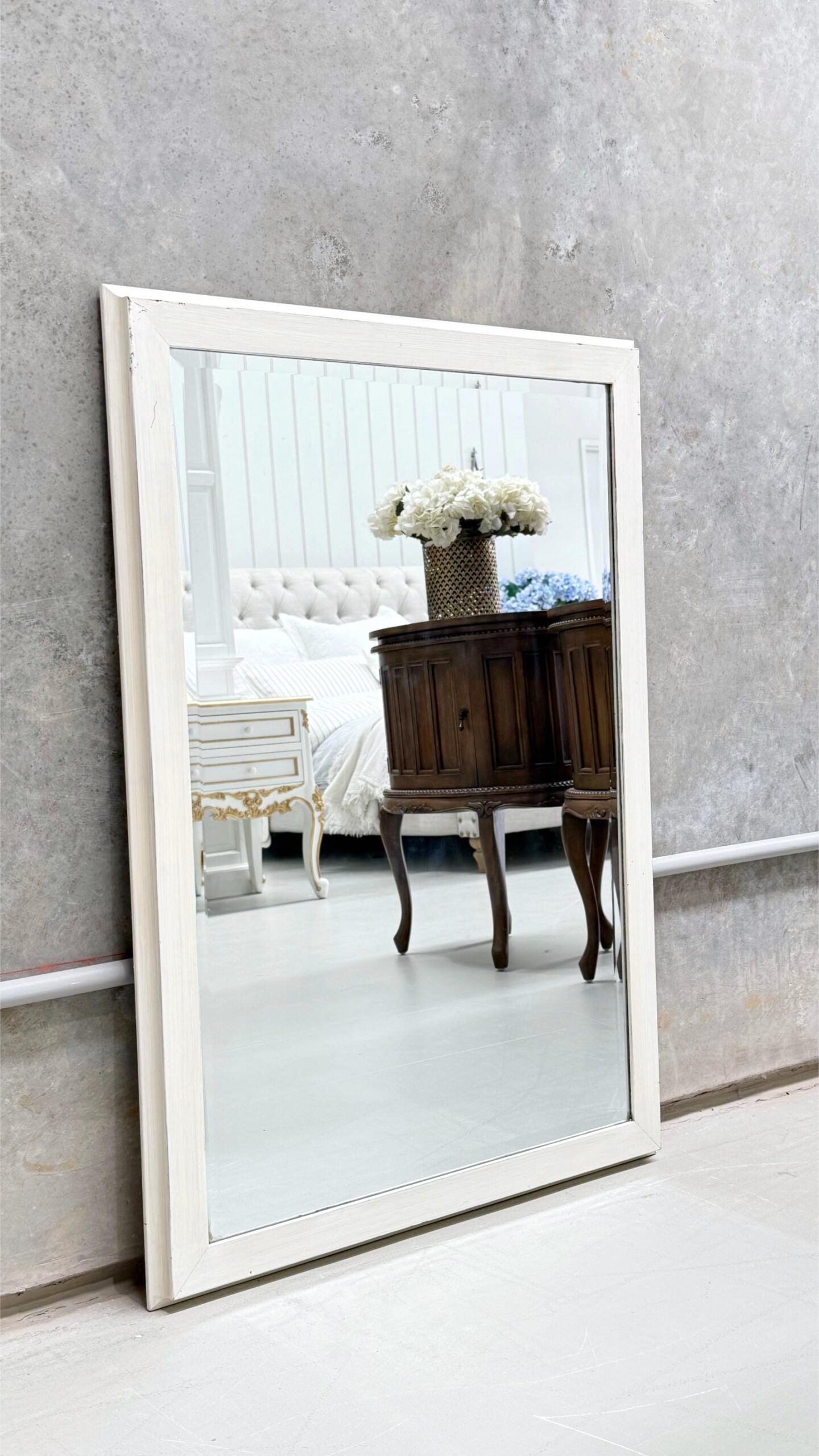 Antique White French-Inspired Mirror