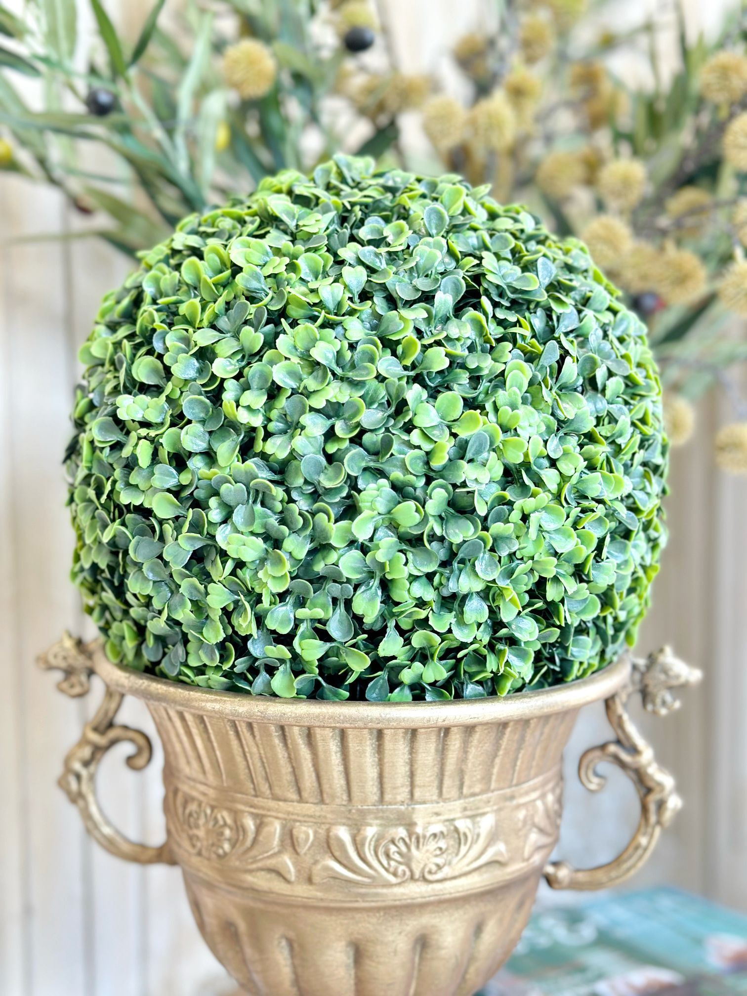 32cm Faux Boxwood Topiary Ball Forest Green - Image 3