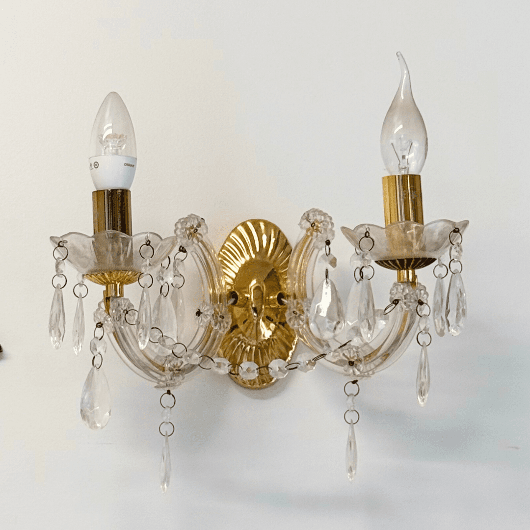 Vintage Gold & Crystal Wall Sconce