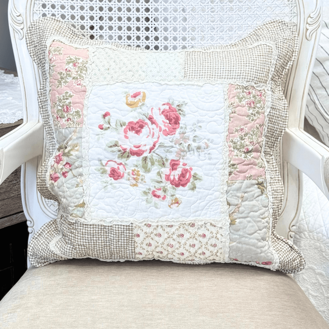 Quilted Floral Patchwork Cushion