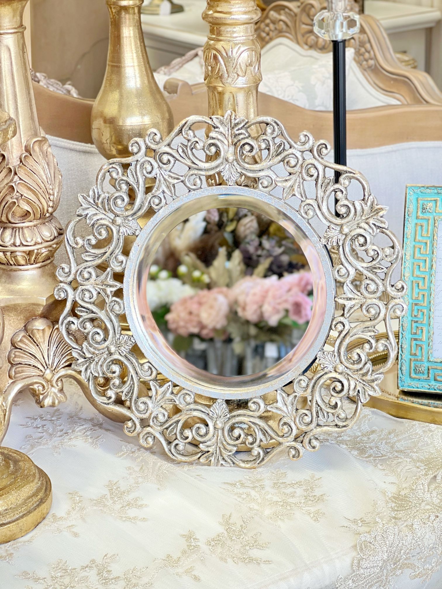 Aliyah Distressed Silver Decorative Mirror