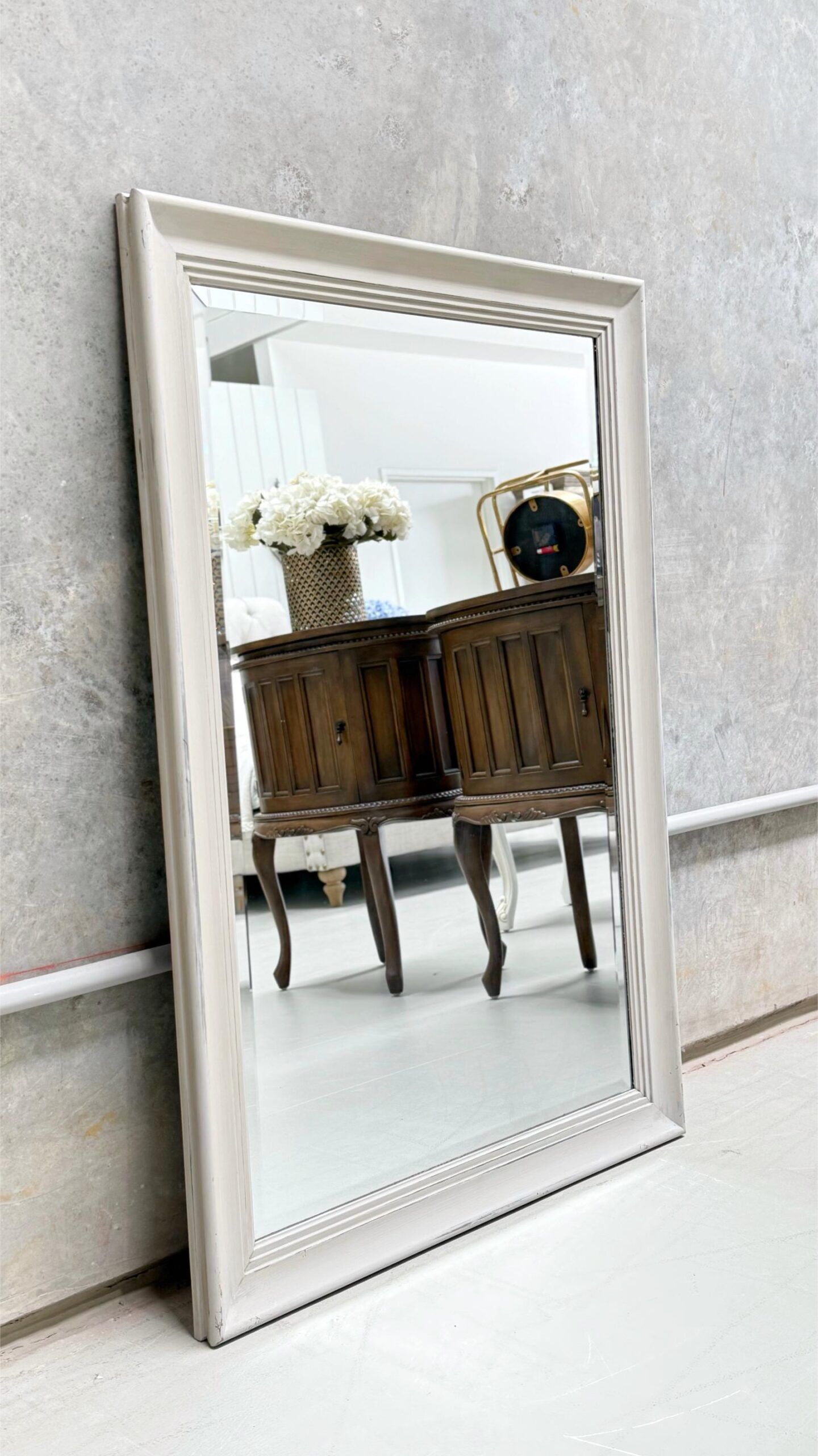 Grey-Washed Vintage Framed Mirror