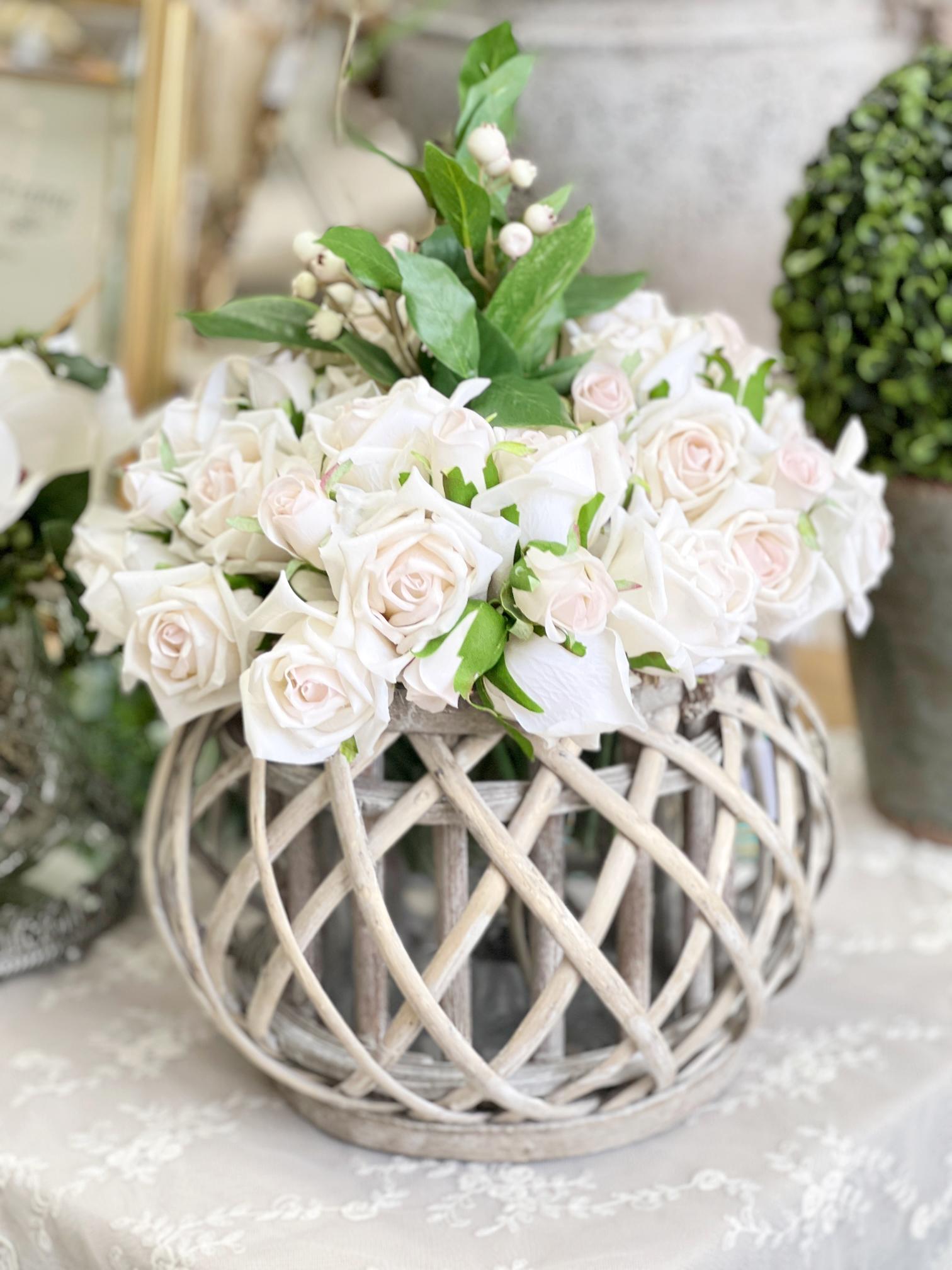 Rustic Whitewashed Rattan Lantern