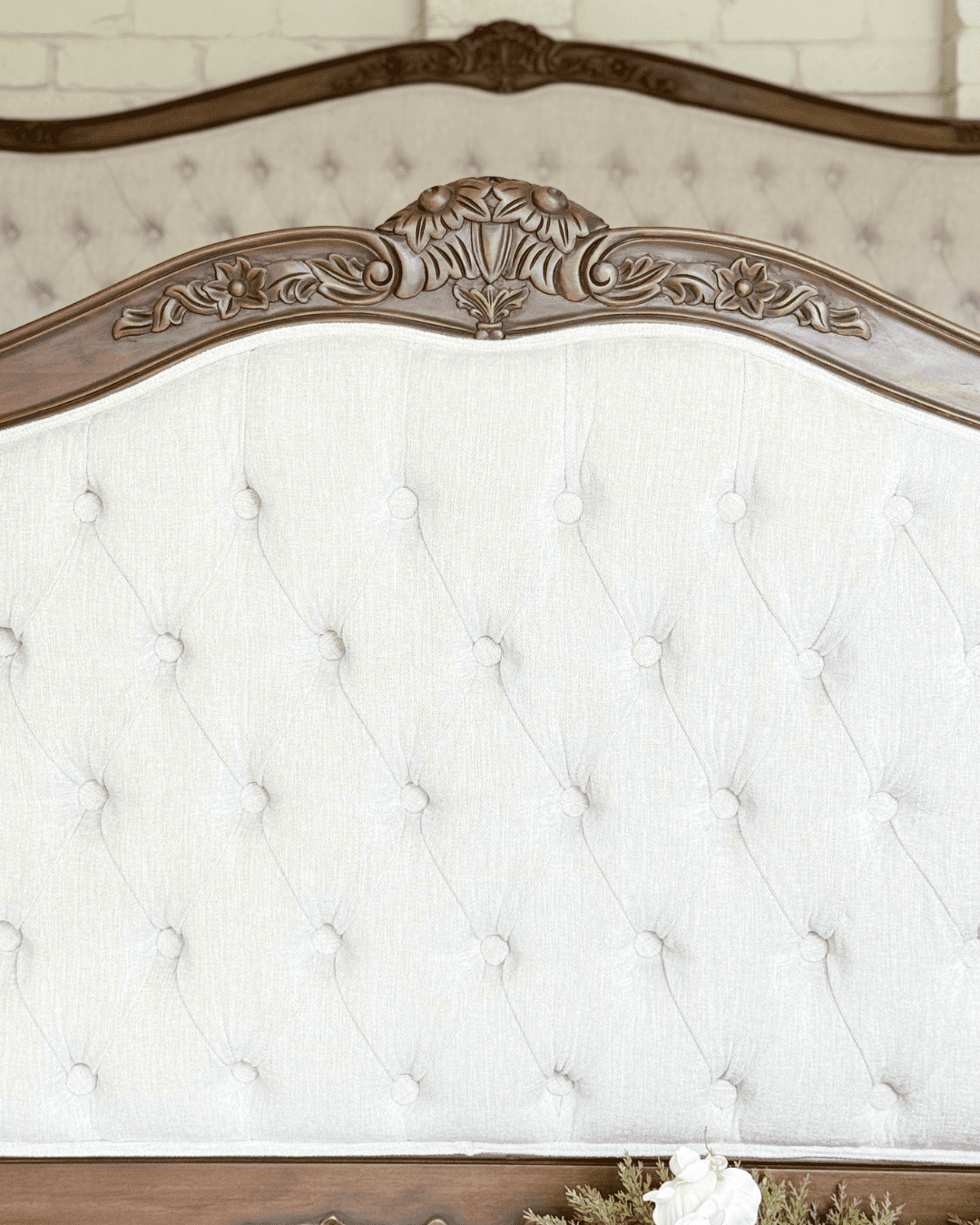 Alice Farmhouse Tufted Antique Heritage Brown French Provincial Bed - Image 12