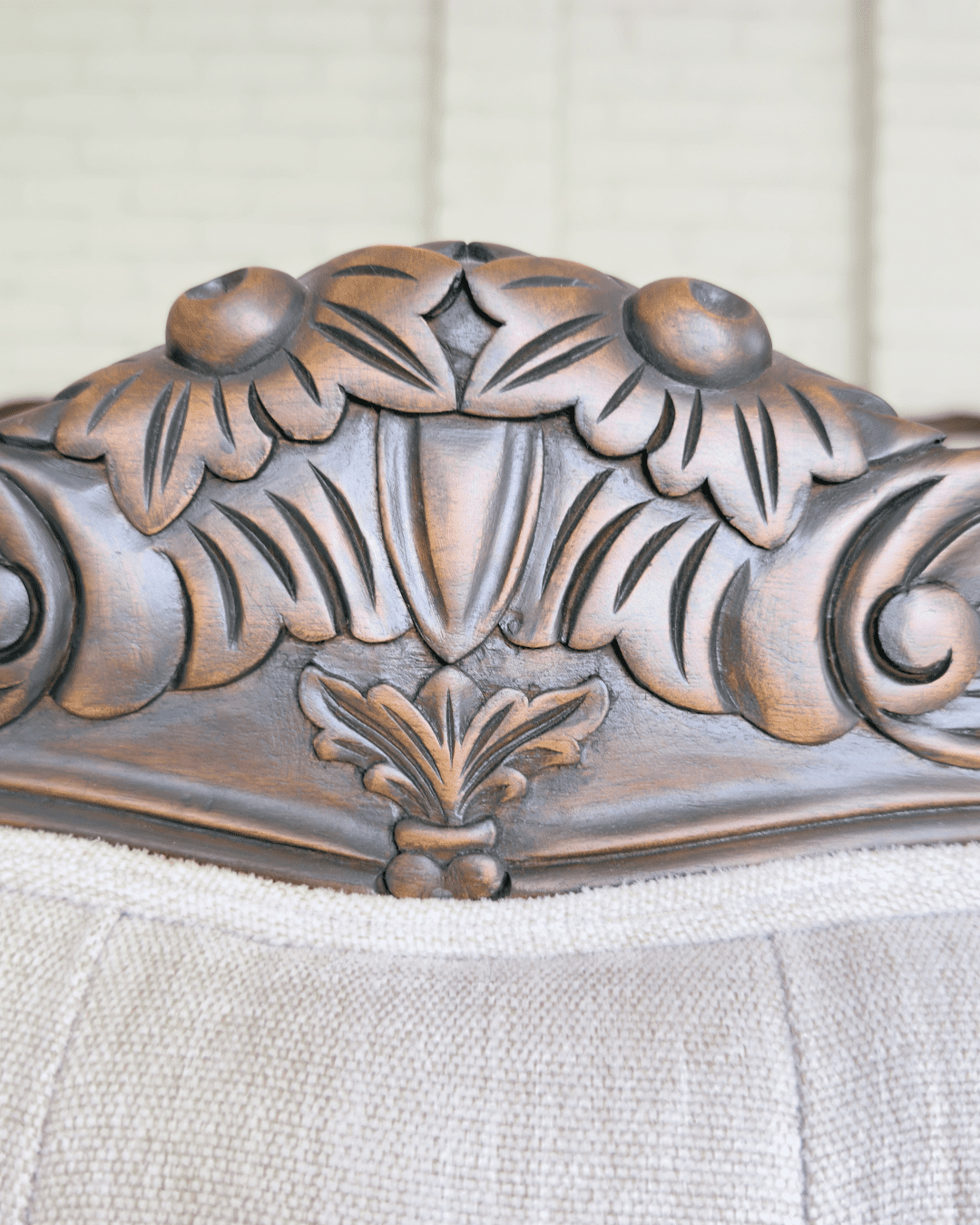 Alice Farmhouse Tufted Antique Heritage Brown French Provincial Bed - Image 10