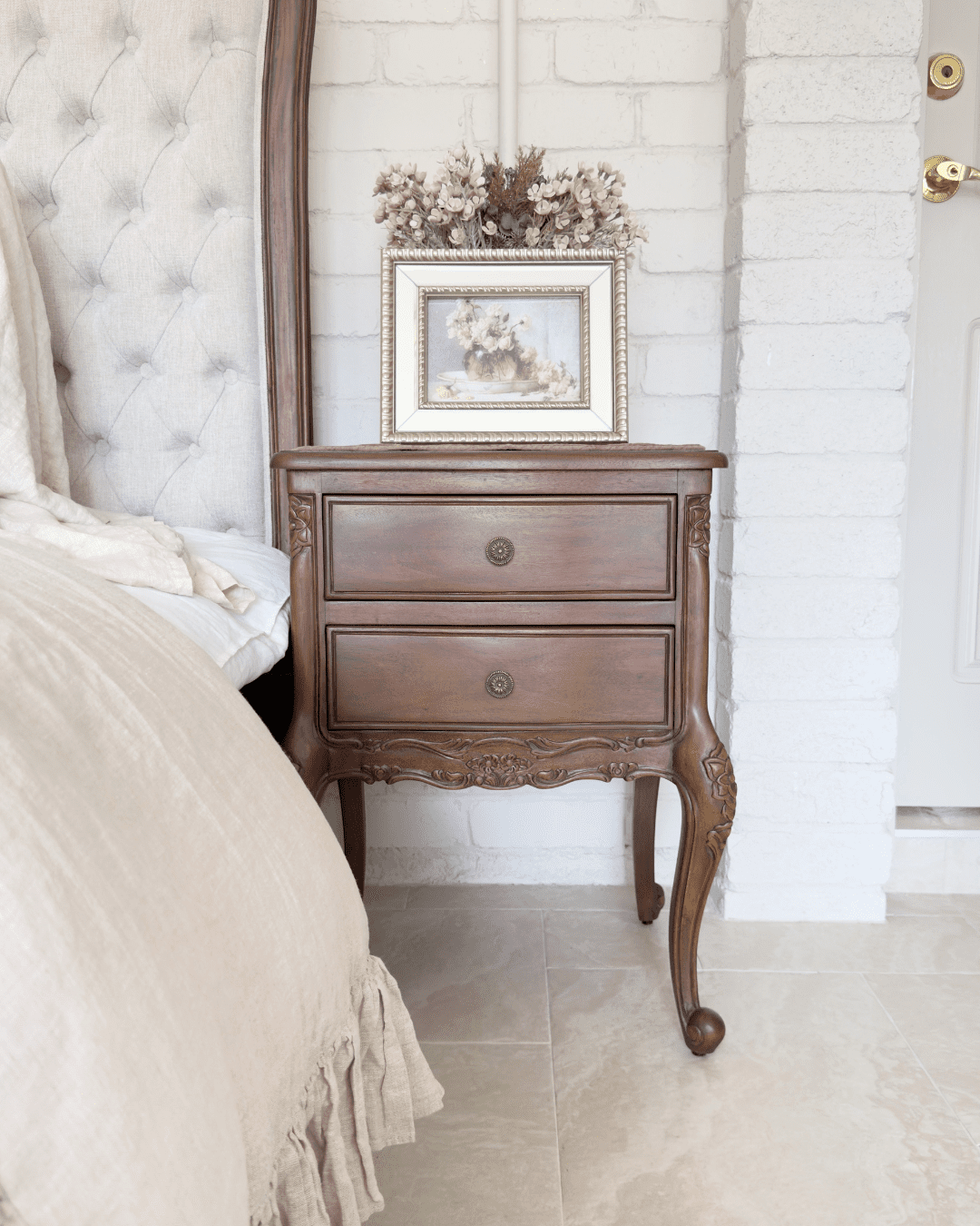 Antonietta Antique Brown French Provincial Bedside Table 7