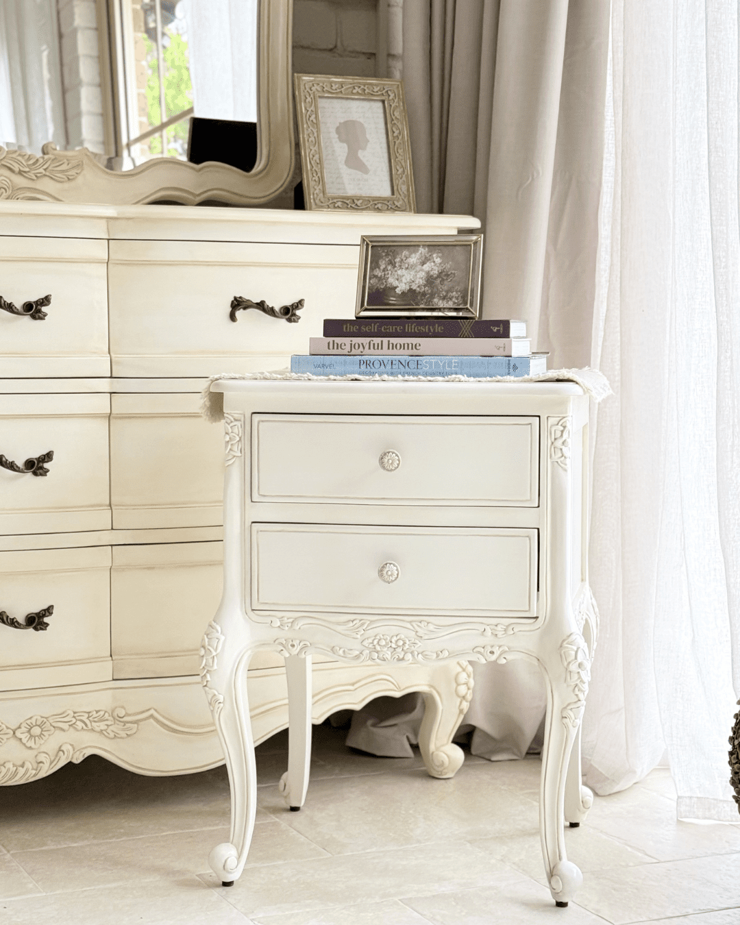 Antonietta Antique White French Provincial Bedside Table - Image 4
