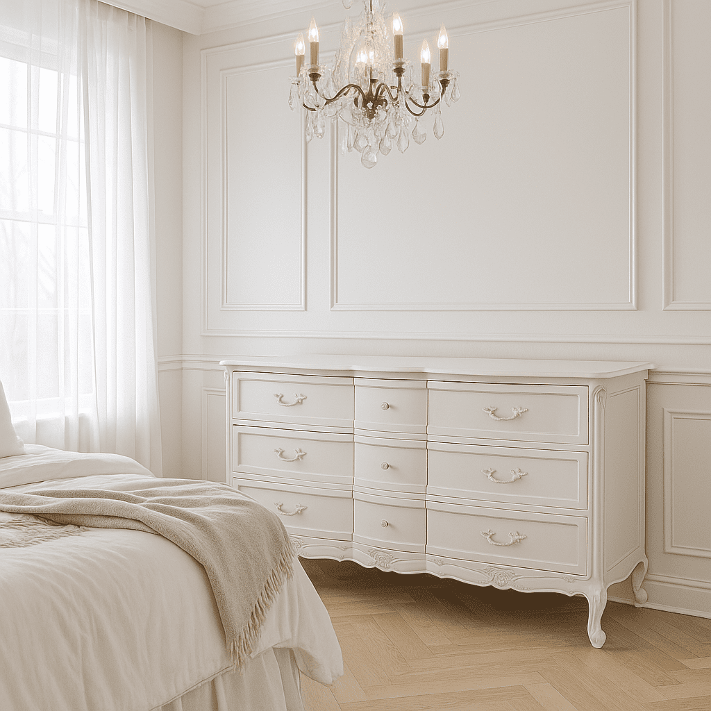 Le Foret Antique White French Provincial Chest of Drawers