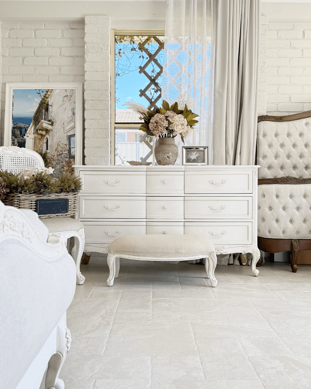 Le Foret Antique White French Provincial Chest of Drawers